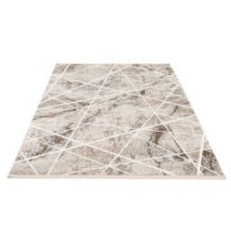 Loomed Beige Abstract Marble Bedroom Living Area Rug With Fringing 120X170Cm - thumbnail 2