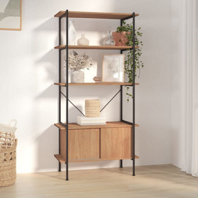 Vidaxl 5-Tier Shelving Unit With Cabinet 80X40X163 Cm Steel And Engineered Wood - image 1