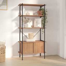 Vidaxl 5-Tier Shelving Unit With Cabinet 80X40X163 Cm Steel And Engineered Wood - thumbnail 1