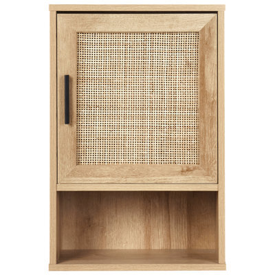 Wyld and Coco Lacasa Light Brown Particle Board Wall-Mounted Bathroom Cabinet 40 X 60 Cm With Braided Rattan Front - image 1
