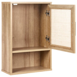 Wyld and Coco Lacasa Light Brown Particle Board Wall-Mounted Bathroom Cabinet 40 X 60 Cm With Braided Rattan Front - thumbnail 5