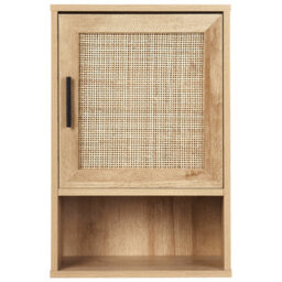Wyld and Coco Lacasa Light Brown Particle Board Wall-Mounted Bathroom Cabinet 40 X 60 Cm With Braided Rattan Front - thumbnail 1