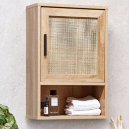 Wyld and Coco Lacasa Light Brown Particle Board Wall-Mounted Bathroom Cabinet 40 X 60 Cm With Braided Rattan Front - thumbnail 2