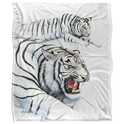 Royce Mcclure Silky White Tiger Supersoft Blanket White/black (152Cm X 127Cm) - image 1