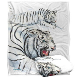Royce Mcclure Silky White Tiger Supersoft Blanket White/black (152Cm X 127Cm) - thumbnail 2