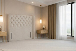 "Nexus Windsor Plush Divan, Cream, 54"" Winged Hb, 2 Drawers Foot-End, Open Coil Mattress, King" - thumbnail 8