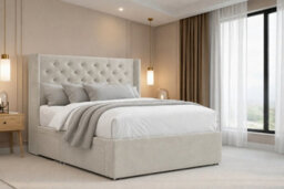 "Nexus Windsor Plush Divan, Cream, 54"" Winged Hb, 2 Drawers Foot-End, Open Coil Mattress, King" - thumbnail 2