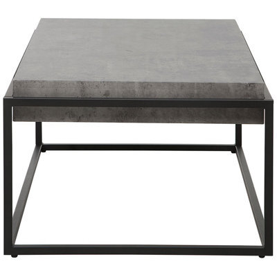 Beliani Grey Concrete Effect Coffee Table With Black Metal Frame, 115 X 64 Cm - image 1