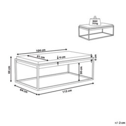 Beliani Grey Concrete Effect Coffee Table With Black Metal Frame, 115 X 64 Cm - thumbnail 4