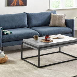 Beliani Grey Concrete Effect Coffee Table With Black Metal Frame, 115 X 64 Cm - thumbnail 2