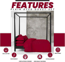 Gc Gaveno Cavailia Plain Dyed Duvet Cover King Polycotton Solid Bedding Set Breathable & Lightweight Duvet Cover Bed Set Red - thumbnail 3