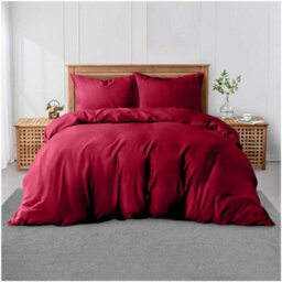 Gc Gaveno Cavailia Plain Dyed Duvet Cover King Polycotton Solid Bedding Set Breathable & Lightweight Duvet Cover Bed Set Red - thumbnail 1