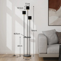 3 Light Led Floor Lamp With Storage Shelf , Modern Freestanding Reading Light - thumbnail 2