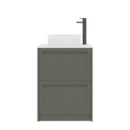 Royal Bathrooms Royal Bathroom Elmore 600mm Matt Green Freestanding Bathroom Vanity Unit 2 Drawer Plain White Worktop With Round Basin - thumbnail 7