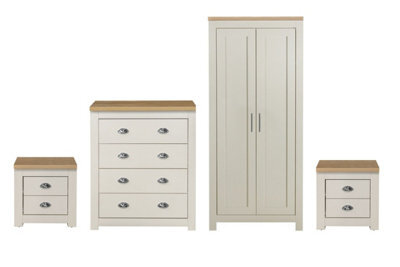Cream Wooden 4 Piece Furniture Set Wardrobe Chest Of Drawers Bedsides Birlea Highgate - image 1