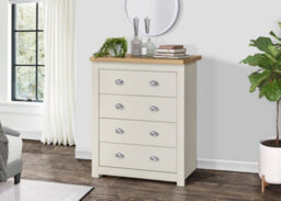 Cream Wooden 4 Piece Furniture Set Wardrobe Chest Of Drawers Bedsides Birlea Highgate - thumbnail 4