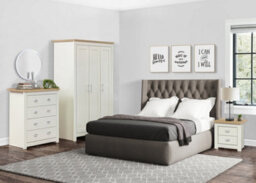 Cream Wooden 4 Piece Furniture Set Wardrobe Chest Of Drawers Bedsides Birlea Highgate - thumbnail 2