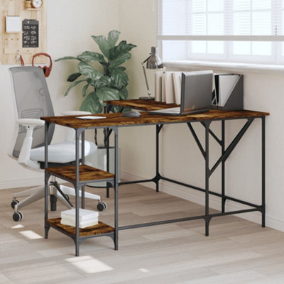 Berkfield Desk Smoked Oak 139X139X75 Cm Engineered Wood - image 1