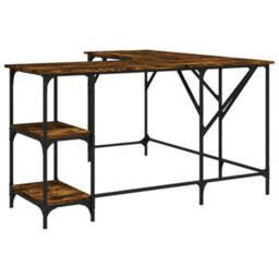 Berkfield Desk Smoked Oak 139X139X75 Cm Engineered Wood - thumbnail 2