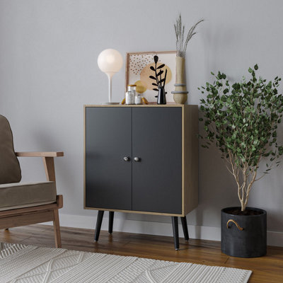 Urbn-Living Oak 2-Tier 2-Door Wooden Cabinet With Legs - image 1