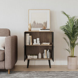Urbn-Living Oak 2-Tier 2-Door Wooden Cabinet With Legs - thumbnail 2