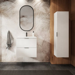 Heze Furniture Flow 2 Drawer Standing Bathroom 60Cm Vanity Cabinet With Basin - White - thumbnail 3