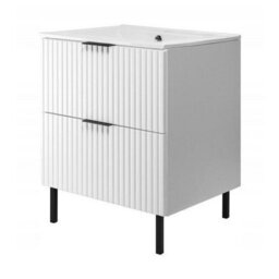 Heze Furniture Flow 2 Drawer Standing Bathroom 60Cm Vanity Cabinet With Basin - White - thumbnail 1