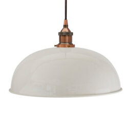 Pale Grey Worcester Painted Dome Pendant Light With Antique Copper Lamp Holder And Black Round Cable - Se Home - thumbnail 1