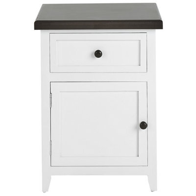 Beliani Retro Two-Tone Nightstand, White Base With Warm Brown Top, Mdf Bedside Table 40X30X55 Cm - image 1