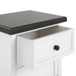 Beliani Retro Two-Tone Nightstand, White Base With Warm Brown Top, Mdf Bedside Table 40X30X55 Cm - thumbnail 6