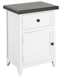Beliani Retro Two-Tone Nightstand, White Base With Warm Brown Top, Mdf Bedside Table 40X30X55 Cm - thumbnail 3