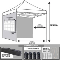 Dellonda Premium 2X2M Pop-Up Gazebo & Side Walls With Carry Bag, Stakes & Weight Bags - thumbnail 4