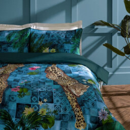 Paoletti Botanical Riches Majorelle Exotic Duvet Cover Set, Double, Azure Blue - thumbnail 2