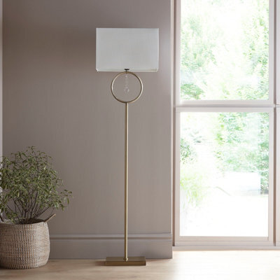 K Living Lizzy Antique Brass Floor Lamp With Cream Shade - image 1
