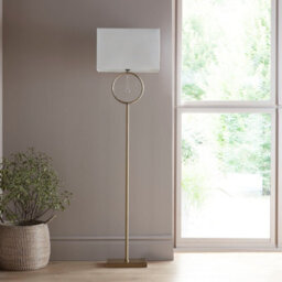 K Living Lizzy Antique Brass Floor Lamp With Cream Shade