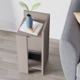 Decortie Elos Modern Narrow Right Module Bedside Table Nightstand 25Cm Drop-Door Storage Mocha Grey - thumbnail 8