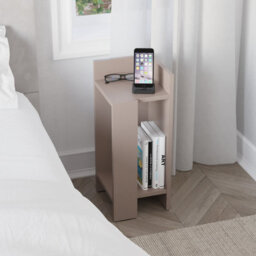 Decortie Elos Modern Narrow Right Module Bedside Table Nightstand 25Cm Drop-Door Storage Mocha Grey - thumbnail 4
