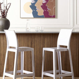 Wyld And Coco Novabrand Set Of 2 White Polycarbonate Counter Stools 99 Cm - Modern Kitchen Island Chairs - thumbnail 2