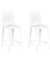 Wyld And Coco Novabrand Set Of 2 White Polycarbonate Counter Stools 99 Cm - Modern Kitchen Island Chairs - thumbnail 3