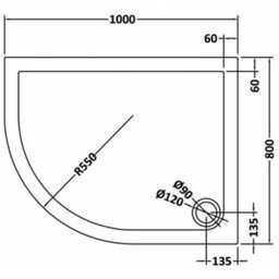 Nuie Slate Grey Offset Quadrant Shower Tray - Slimline 40-45mm, Anti-Slip, Multiple Sizes