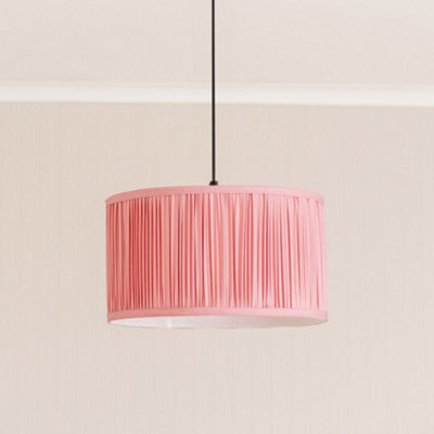 Valuelights Jess Blush Pink Fabric Ruched Pleated Large Drum Shade (D)35Cm - image 1