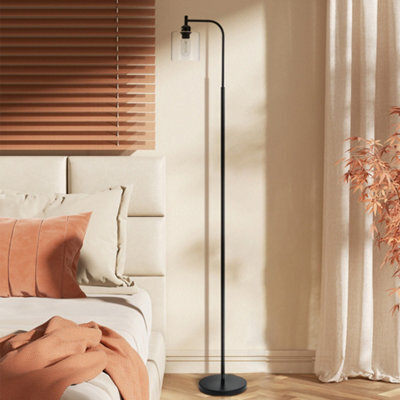 Living And Home Modern Black Stand Floor Lamp Floor Light With Glass Lampshade 165.5Cm - image 1