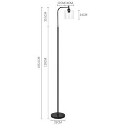 Living And Home Modern Black Stand Floor Lamp Floor Light With Glass Lampshade 165.5Cm - thumbnail 9