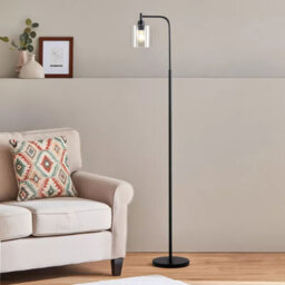 Living And Home Modern Black Stand Floor Lamp Floor Light With Glass Lampshade 165.5Cm - thumbnail 8