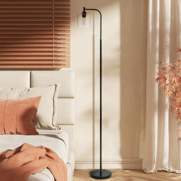 Living And Home Modern Black Stand Floor Lamp Floor Light With Glass Lampshade 165.5Cm - thumbnail 1