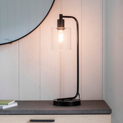 Anson Lighting Newbrook Table Light Finished In Matt Black And Clear Glass - image 1