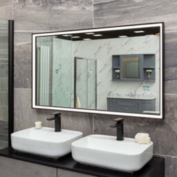 Plum&clay Solstice Black Led Illuminated Backlit Bathroom Mirror (H)700mm (W)1200mm - thumbnail 4