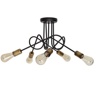 Luminosa Lighting Luminosa Oxford Multi Arm Semi Flush Ceiling Light Black, Patina 50Cm - image 1