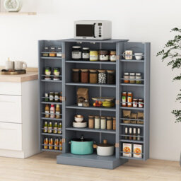 Gainoom Kitchen Grey Storage Cabinet Freestanding Buffet Cupboards Sideboard - thumbnail 3
