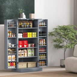 Gainoom Kitchen Grey Storage Cabinet Freestanding Buffet Cupboards Sideboard - thumbnail 4